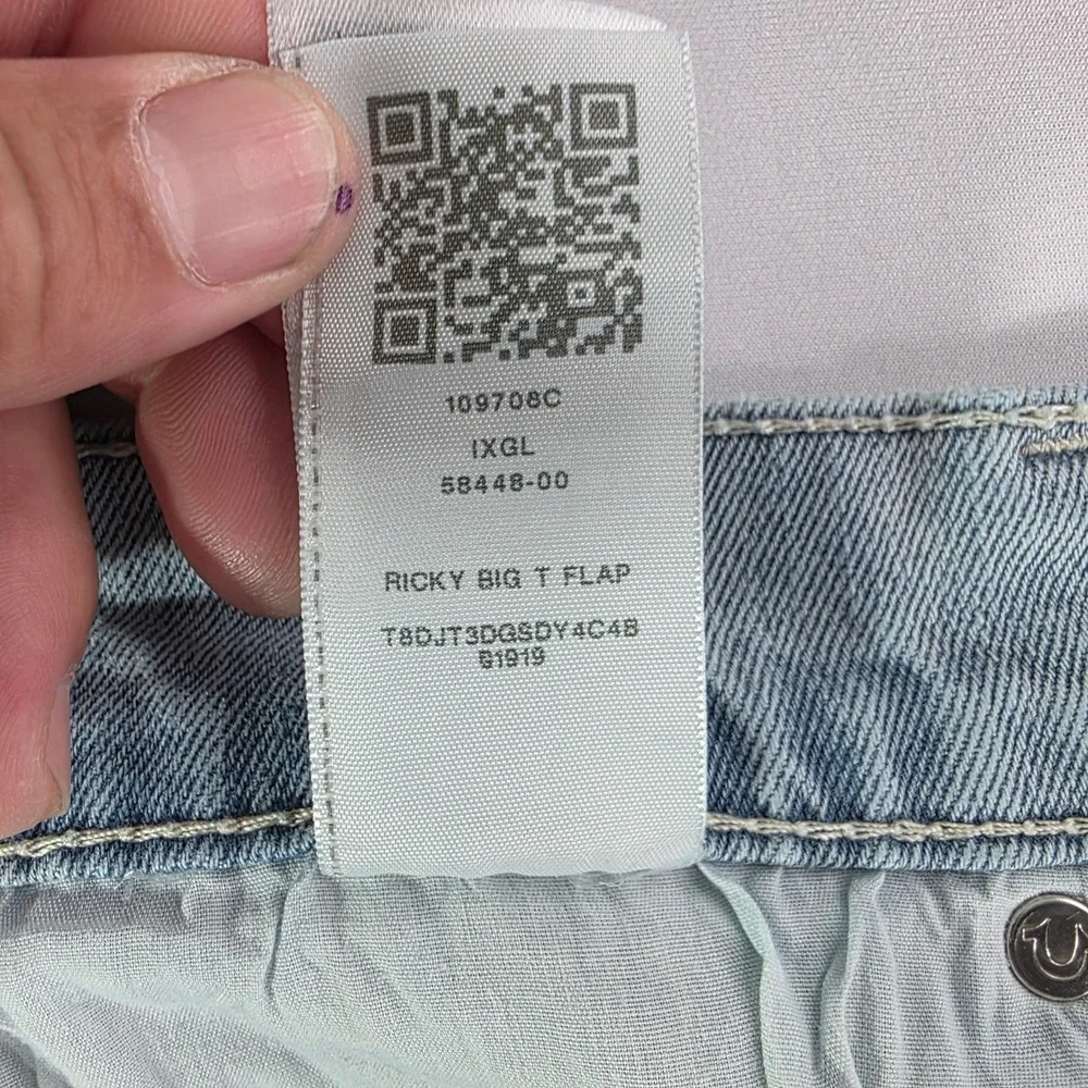 True Religion Ricky Relaxed Straight Light Wash Denim Jeans Mens 31x33